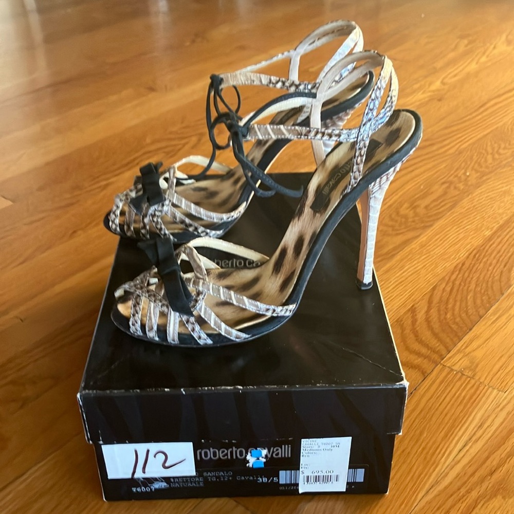 Roberto Cavalli Black and Tan Heels, gently worn once